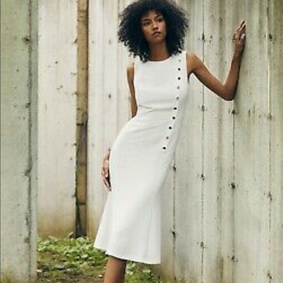 Banana Republic Midi Dress with Gold Buttons - Cream, size 6 - Picture 3 of 9